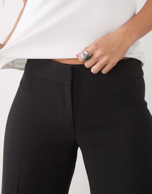 Weekday wide leg flared tailored pants with front pleat in black, 2 of 5