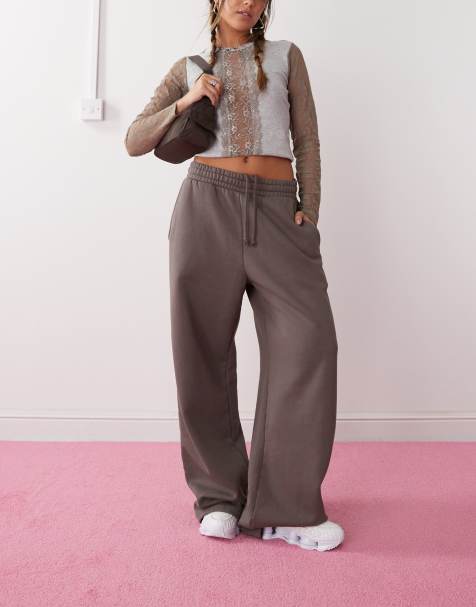 Weekday wide leg heavyweight jersey trackies in grey - view 1