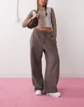 [Weekday] Weekday wide leg heavyweight jersey trackies in grey L Grey