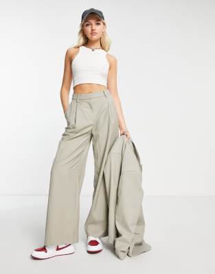 Regular Leg Pleated Pre-Hemmed With Cuffs Dress Pants (Khaki) OP-900 main image 1