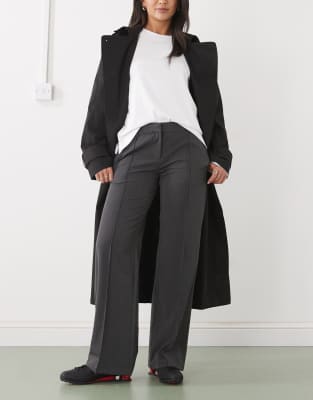Weekday Wide Leg Pleated Pants In Gray