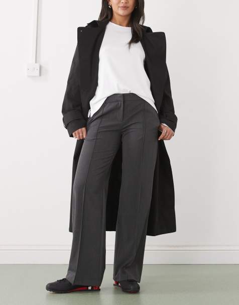 Weekday wide leg pleated trousers in dark grey melange - view 1