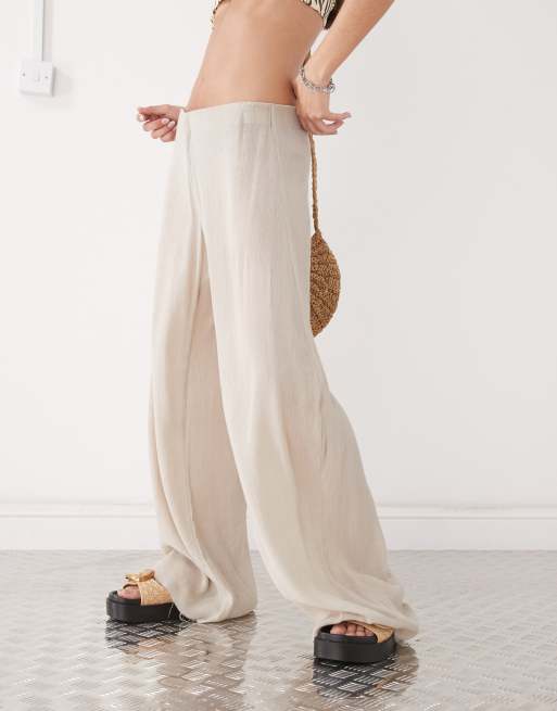 Weekday wide leg plisse pants in beige, 2 of 5