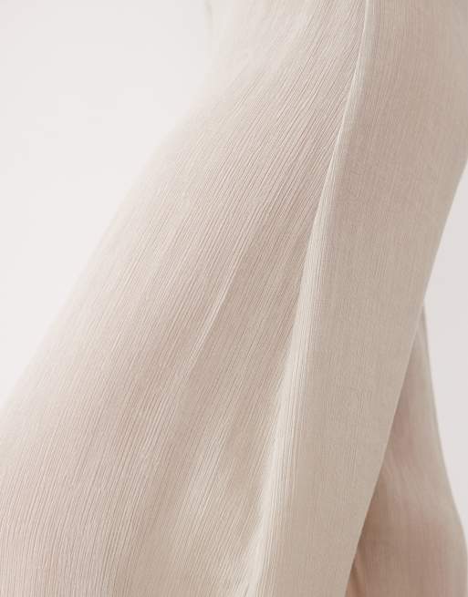 Weekday wide leg plisse pants in beige, 3 of 5