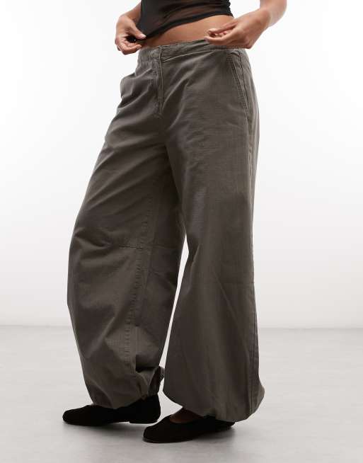 Weekday wide leg ripstop trousers in khaki, 3 of 5