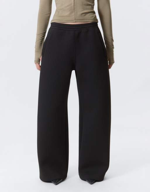 Weekday wide leg sweatpants in black scuba-style fabric