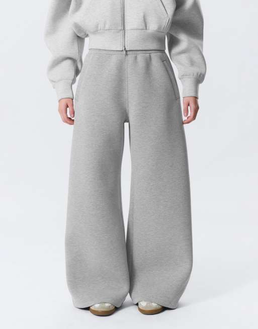 Weekday scuba-style fabric wide leg sweatpants in gray melange