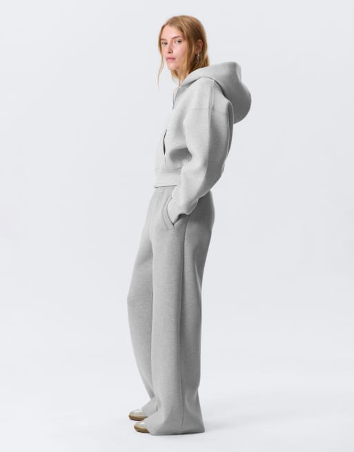 Weekday scuba-style fabric wide leg sweatpants in gray melange