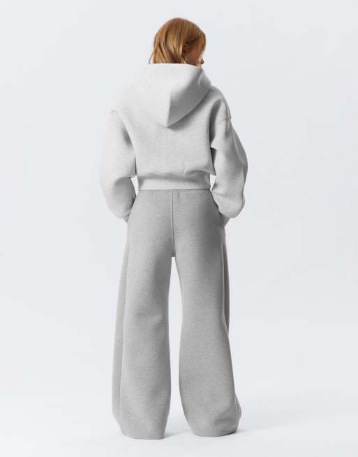 Weekday scuba-style fabric wide leg sweatpants in gray melange