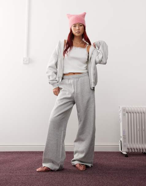 Weekday wide leg sweatpants in heather gray - view 1
