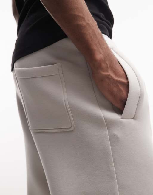 Weekday wide leg sweatpants in off-white scuba-style fabric - part