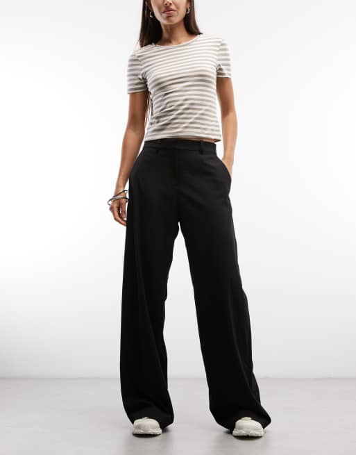 Weekday wide leg tailored pants in black, 3 of 5