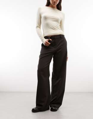 Weekday Wide Leg Tailored Pants In Black