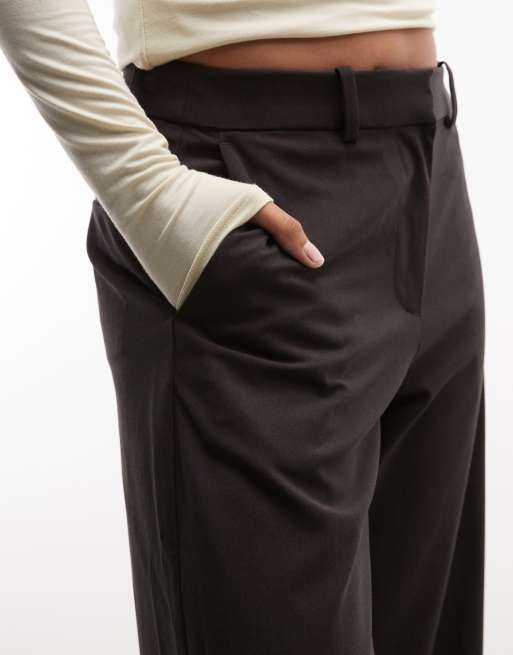 Weekday wide leg tailored pants in dark brown melange, 4 of 5