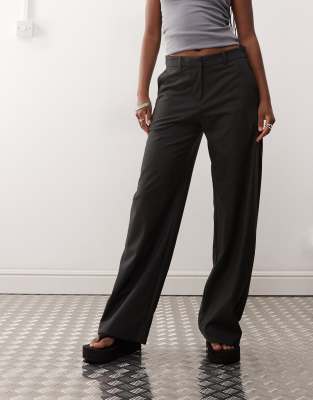 Weekday Wide Leg Tailored Pants In Gray