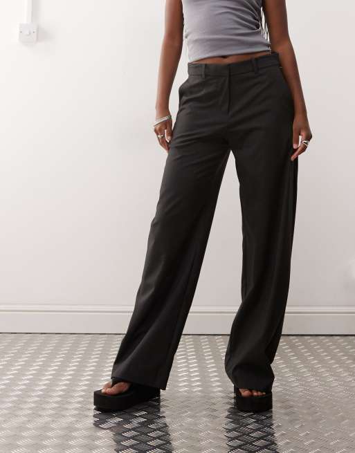 Weekday wide leg tailored pants in dark gray melange, 2 of 5