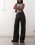 [Weekday] Weekday wide leg tailored pants in dark grey melange 40 Dark grey
