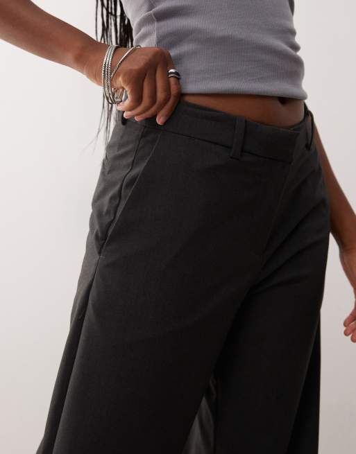 Weekday wide leg tailored pants in dark grey melange, 3 of 5