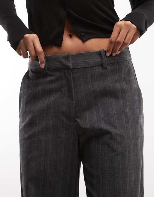 Weekday wide leg tailored pants in dark grey pinstripe, 2 of 5