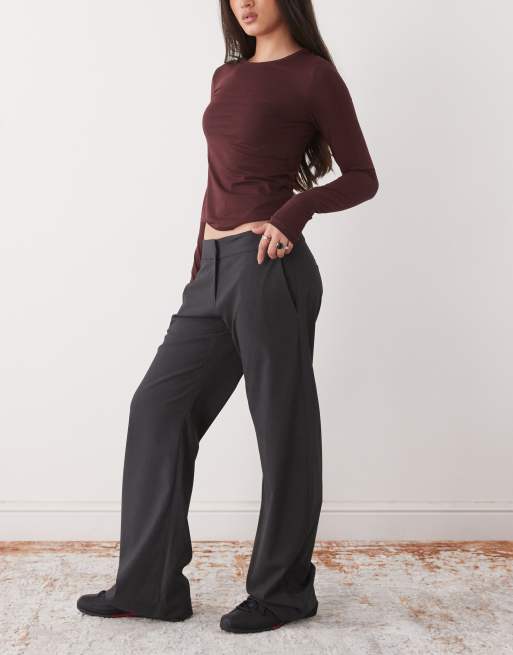 Weekday wide leg tailored trousers in grey melange, 2 of 5
