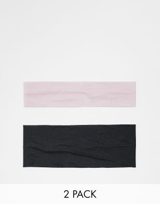 wide sheer headband 2-pack in black & pink