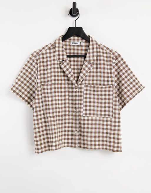 Weekday Wilma seersucker shirt in brown check - part of a set