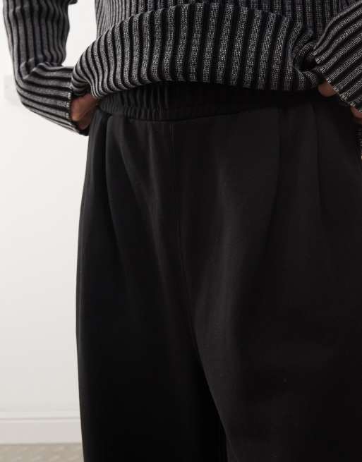 Weekday Wind super wide leg sweatpants with front pleats in black, 4 of 5