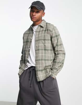 Weekday wise check shirt in khaki - ASOS Price Checker