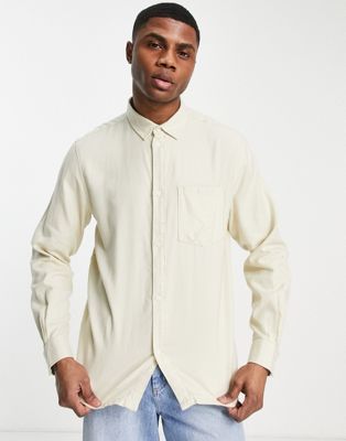 Weekday wise flannel shirt in beige - ASOS Price Checker