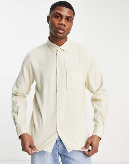 Weekday wise flannel shirt in beige | ASOS