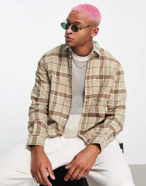 Weekday - Wise - Geruit overhemd in beige