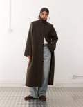 [Weekday] Weekday wool blend car coat in dark brown XS Dark brown