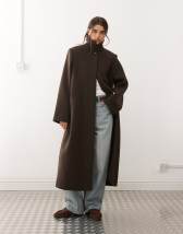 Weekday Gate wool blend car coat in dark gray