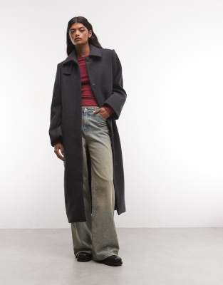 Weekday Wool Blend Car Coat In Black