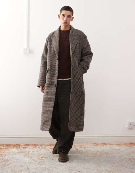 Weekday wool blend coat in black and beige check - view 1