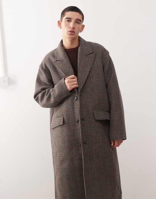 Weekday wool blend coat in black and beige check, 2 of 5