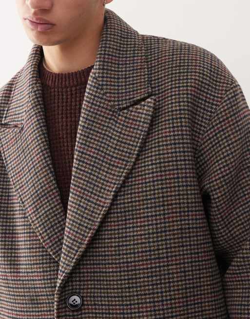 Weekday wool blend coat in black and beige check, 5 of 5
