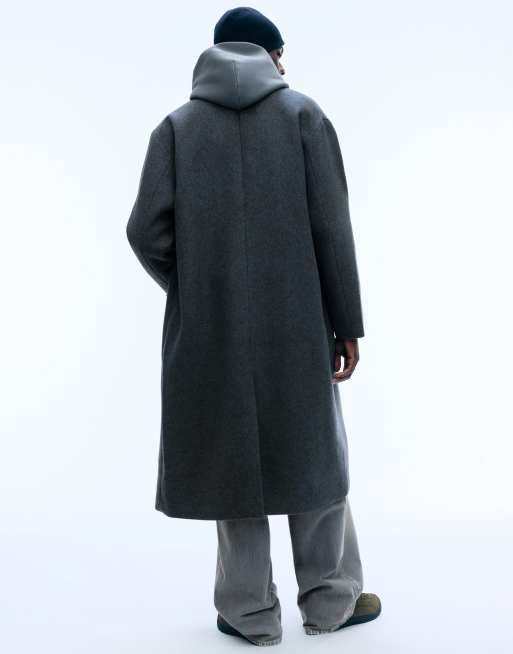 Weekday wool blend coat in dark grey melange, 4 of 4