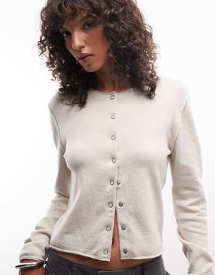 Weekday Wool Blend Fitted Cardigan In Neutral