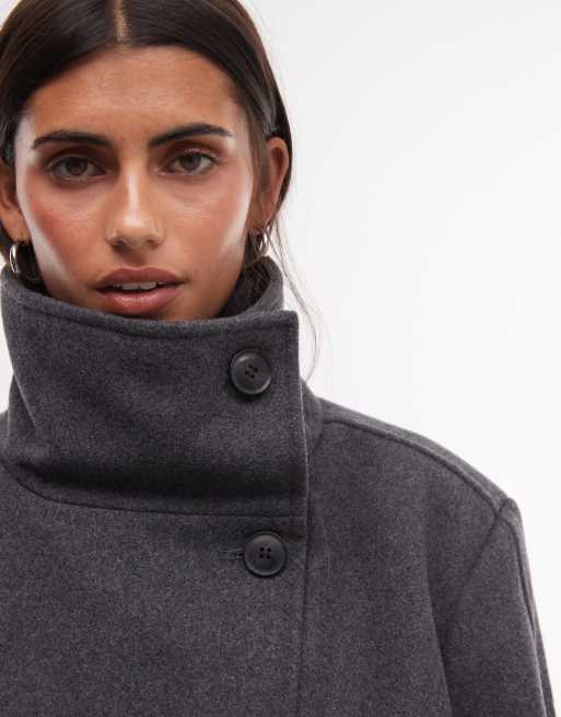 Weekday wool-blend funnel neck jacket in grey melange, 3 of 4