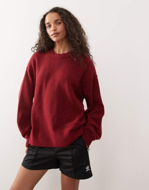 Weekday wool blend jumper in burgundy melange - view 1