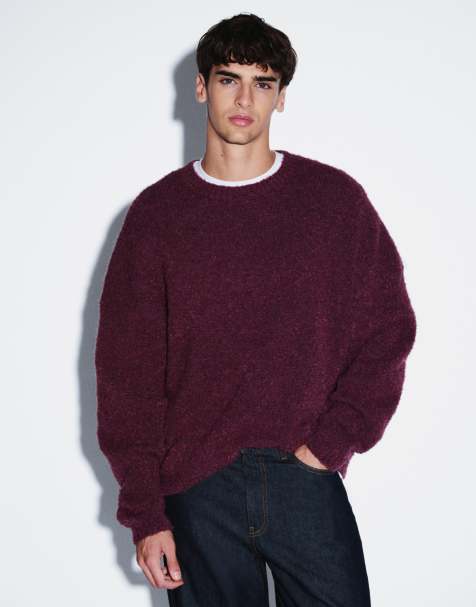 Weekday wool blend jumper in burgundy melange - view 1