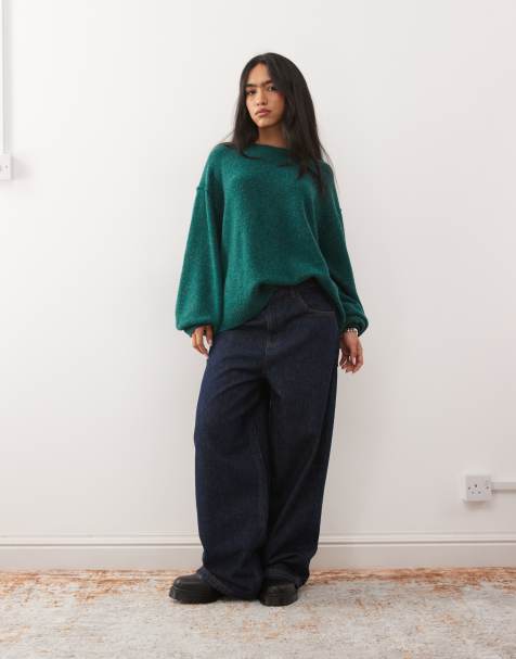 Weekday wool blend jumper in dark green melange - view 1
