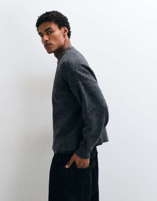 Weekday wool blend jumper in dark grey melange, 4 of 5
