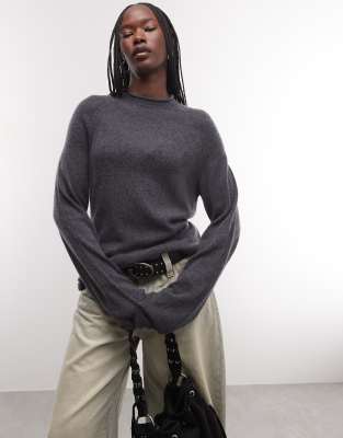 Weekday Wool Blend Mock Neck Sweater In Gray