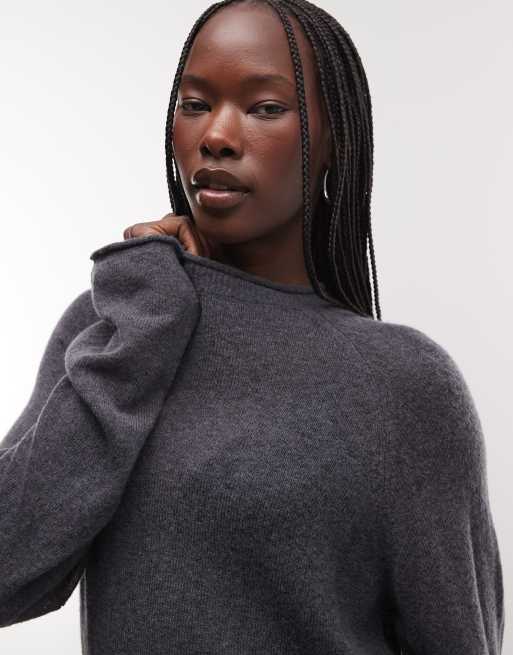 Weekday wool blend mock neck sweater in off brown, 4 of 4