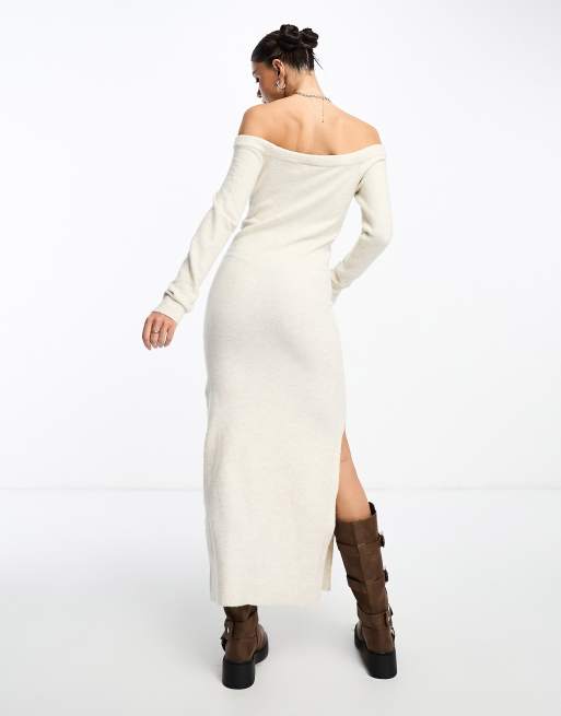 Off the shoulder knitted best sale jumper dress