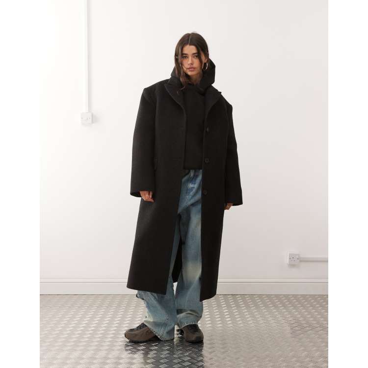 Weekday wool blend oversized coat with exaggerated shoulders