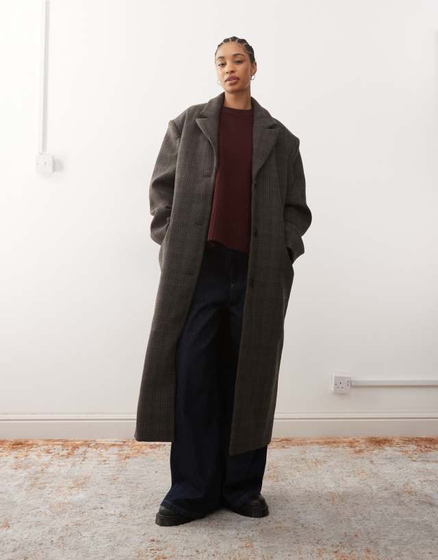 Weekday wool blend oversized coat with exaggerated shoulders in