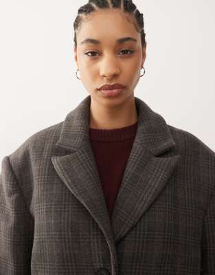 Weekday Wool Blend Oversized Coat With Exaggerated Shoulders In Gray